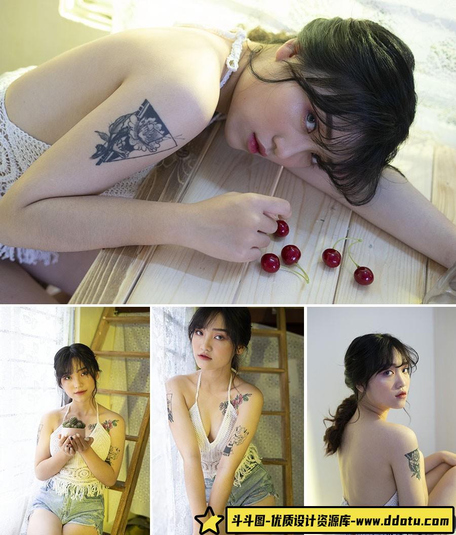 纹身女孩私房人像摄影RAW原图6P,后期修图练习RAW素材-斗斗图