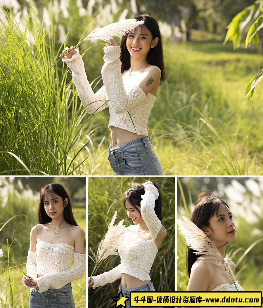14张户外美女写真人像RAW原图素材后期修图练习RAW素材-斗斗图