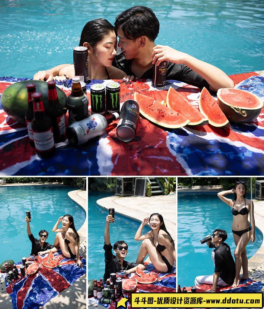 [婚纱情侣RAW原图]18张情侣泳池写真摄影RAW原图素材-佳能CR2格式原图-斗斗图