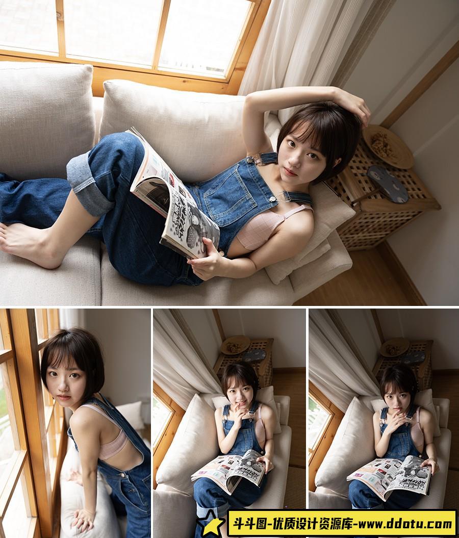 [私房写真RAW原图]RAW原图素材-12张蓝衣美少女室内私房人像原片-索尼ARW原图-斗斗图