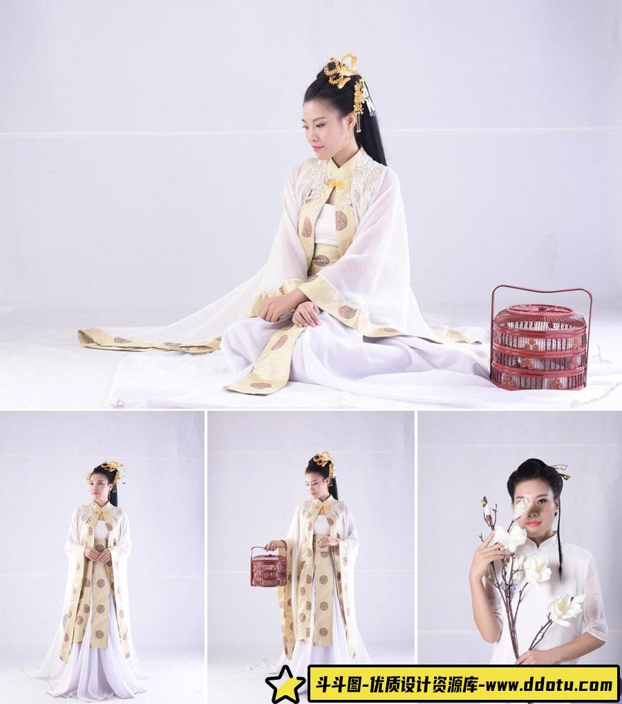 14张纯色背景棚拍古装美女人像RAW原片下载-NEF格式-斗斗图