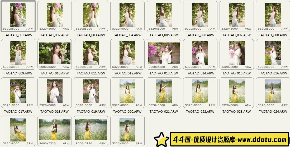 28张清新花园田园美女摄影索尼RAW原片下载ARW格式