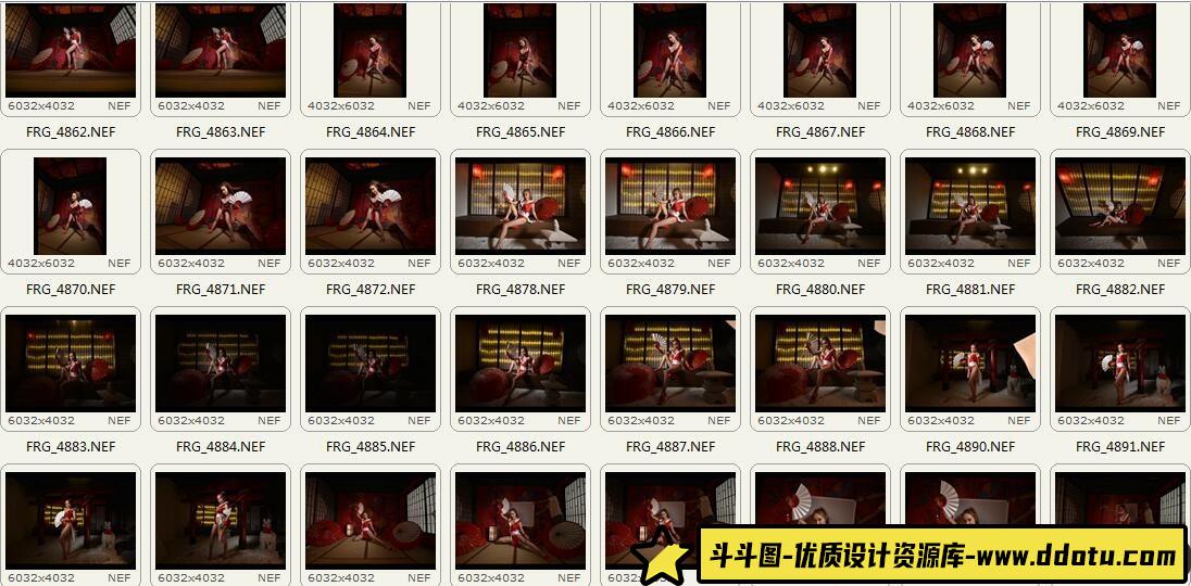 94张室内日式COS美女RAW原图Cosplay不知火舞写真索尼微单RAW原片