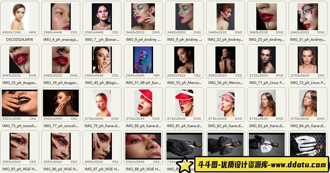 时尚人像无修饰人像精修后期练习RAW原片72P