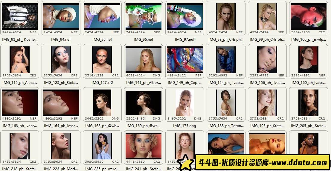 时尚人像无修饰人像精修后期练习RAW原片72P