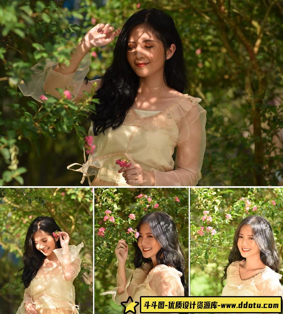 户外清新阳光美女写真摄影未修RAW原片9张-斗斗图