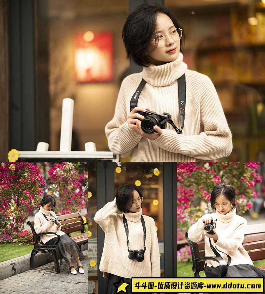 戴眼镜的文艺女青年摄影RAW原片16P,后期修图练习RAW素材-斗斗图