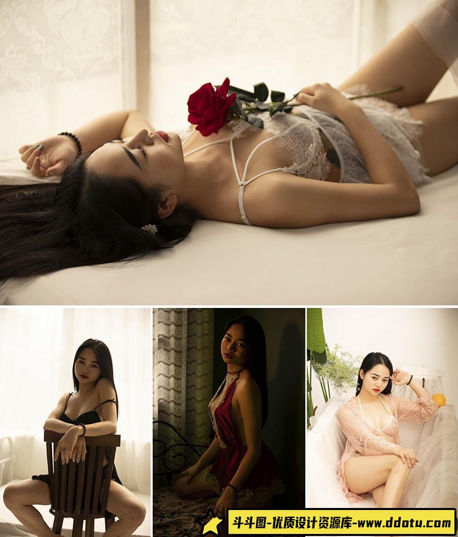 酒店性感私房照美女人像RAW原片30P，人像后期修图练习RAW素材-斗斗图