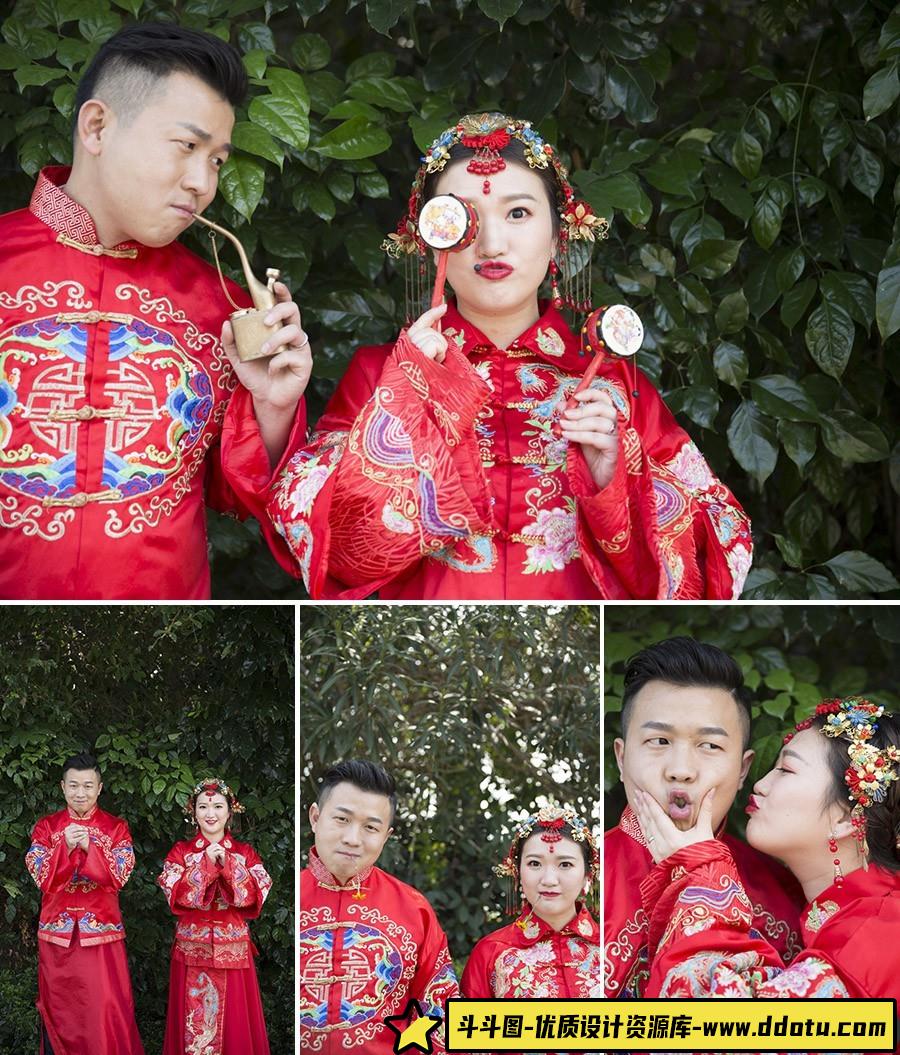 52张外景中式婚礼新郎新娘装摄影RAW原图,影楼后期需要练习RAW素材-斗斗图