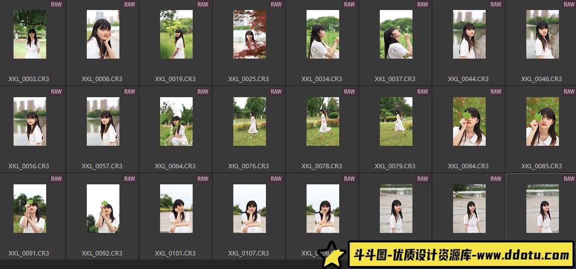 24P清新白裙小学妹外景约拍人像RAW原图,修图练习RAW素材
