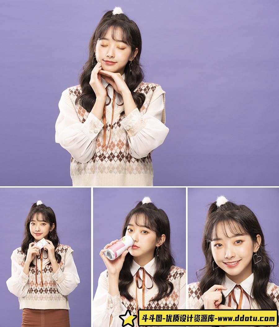 64张可爱棚拍广告美女RAW原图,人像修图练习RAW素材-斗斗图