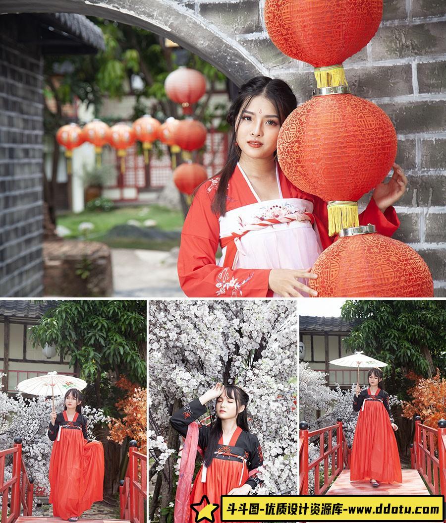 [古装汉服RAW原图]14张古装古风美女人像摄影后期修图练习RAW原图素材-斗斗图
