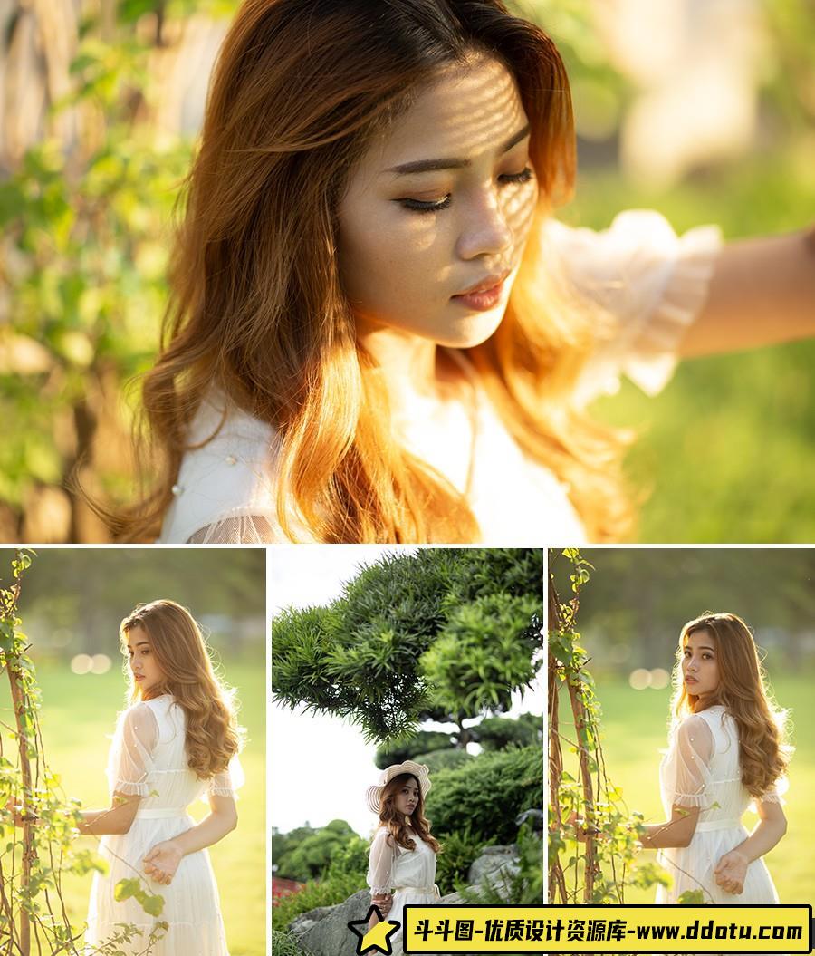 8张户外小清新美女写真人像摄影RAW原图素材-CR2格式-斗斗图