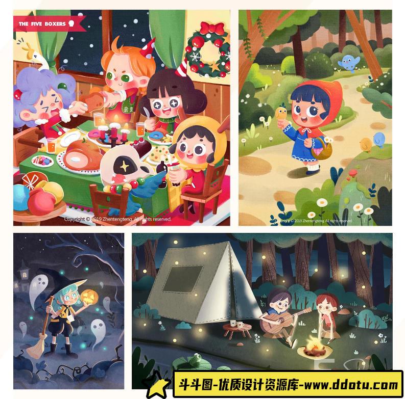 震腾腾儿童插画课第二期2020年【画质不错有笔刷】-斗斗图