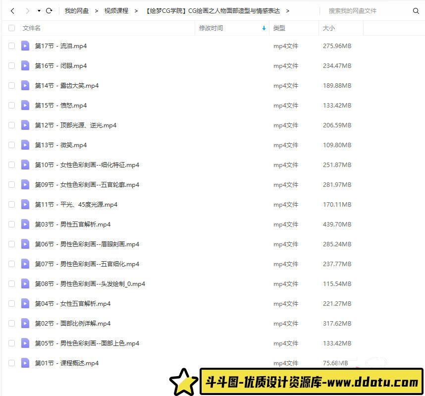 【绘梦CG学院】CG绘画之人物面部造型与情感表达【画质还行】-斗斗图