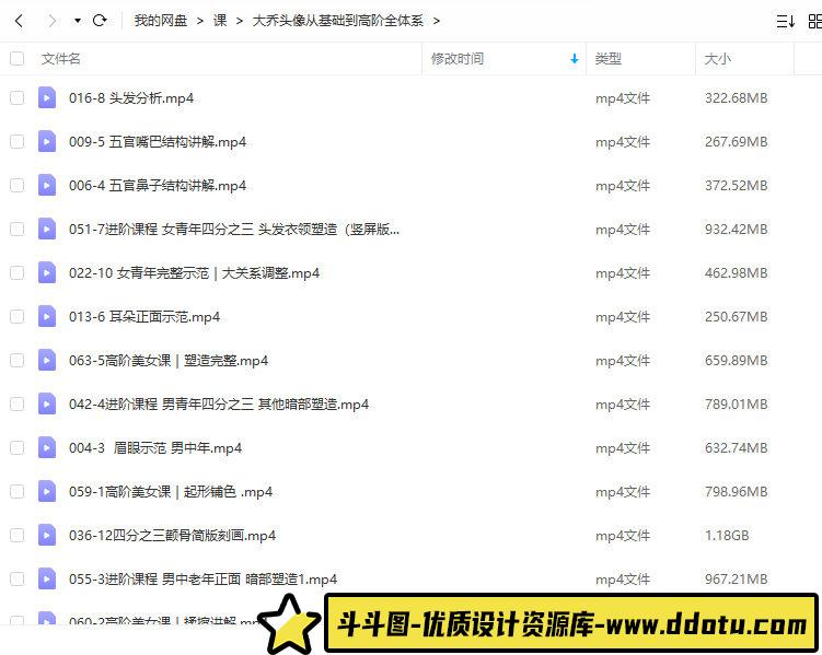 【缺】大乔素描头像从基础到高阶课程全体系2021年12月结课【画质高清只有视频】-斗斗图
