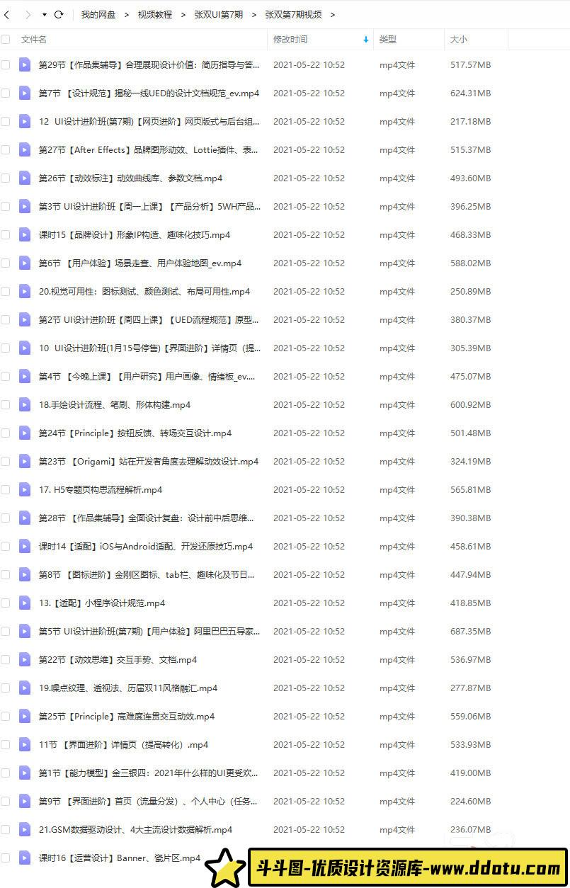 【张双】UI设计进阶班第7期【画质高清有部分素材】-斗斗图