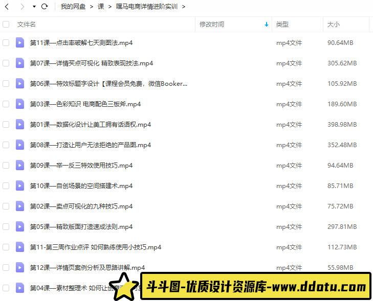 嘿马电商详情进阶实训【画质高清只有视频】-斗斗图