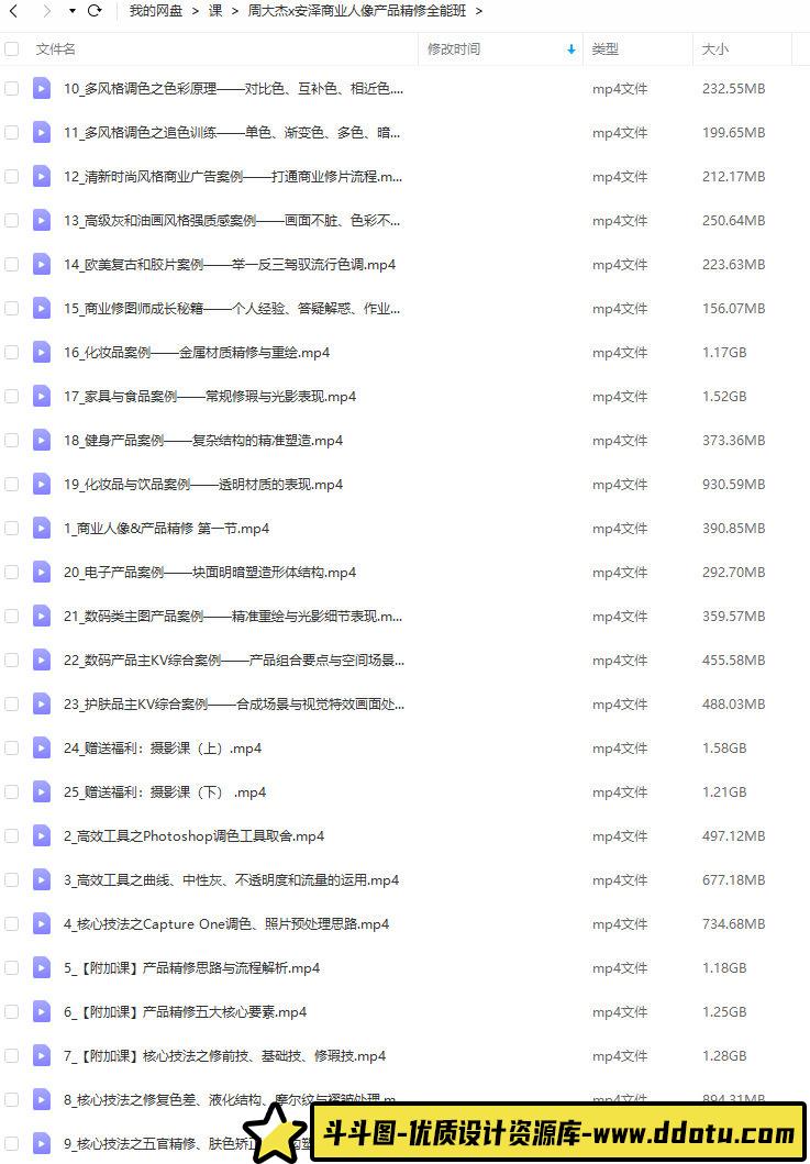 周大杰x安泽商业人像产品精修全能班【画质不错只有视频】-斗斗图