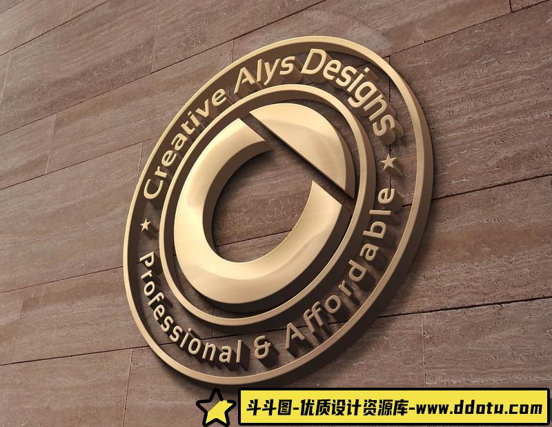 [PS样机模型]超酷企业徽标3D样机模板3DWallLogoMockUp-斗斗图