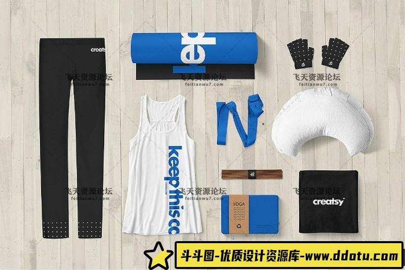 [PS样机模型]高端瑜伽会馆品牌VI样机psd智能对象Mockup贴图样机
