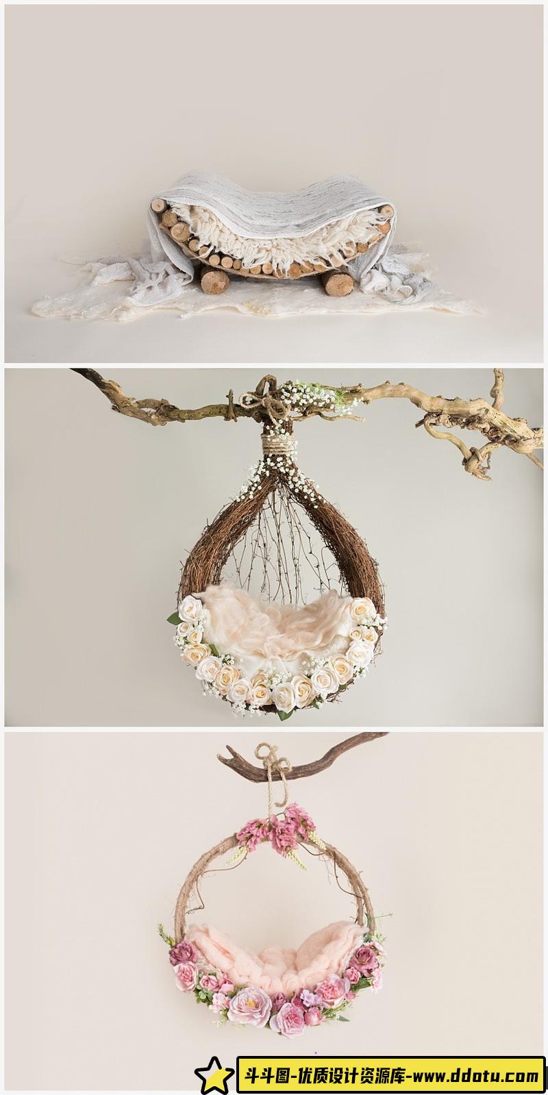 [背景素材]新生儿童宝宝摄影抠图PSD/JPG换背景模版后期合成素材