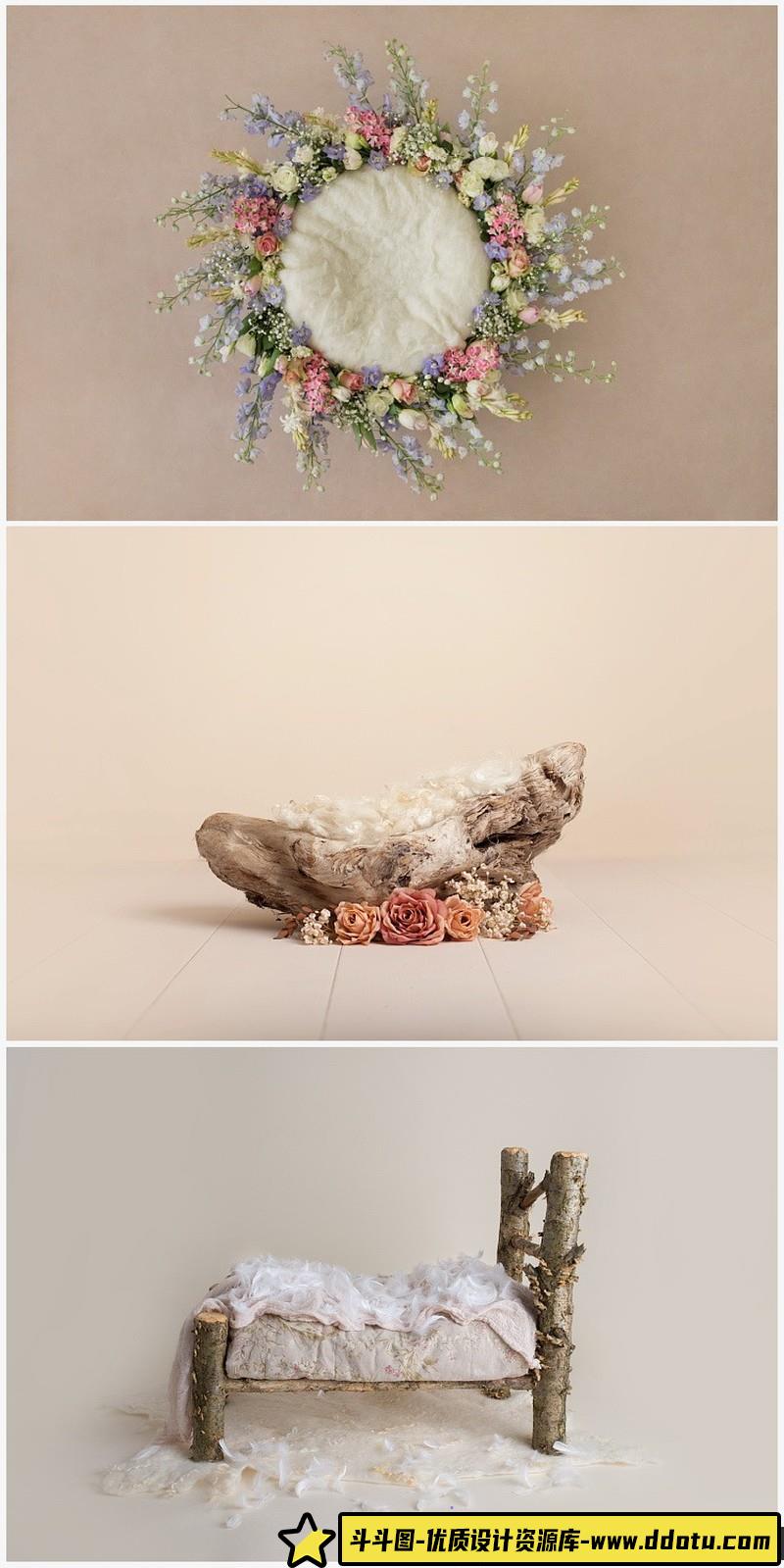 [背景素材]新生儿童宝宝摄影抠图PSD/JPG换背景模版后期合成素材