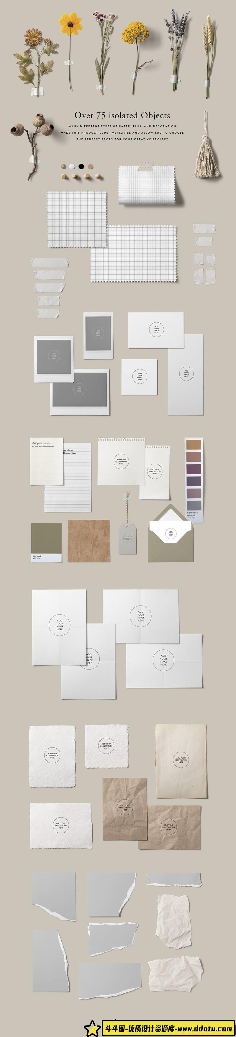 [PS样机模型]用途广泛的墙面心情板和拼贴画样机模型场景创建器