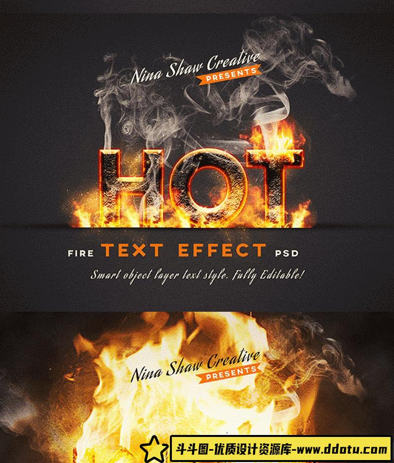 [PS样机模型]超级火焰特效文本样式PSD样机模型-FireTextEffects