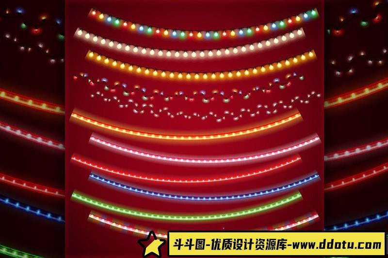 [喜庆节日]圣诞节灯光装饰素材套装(PSD,EPS,PNG,JPG)