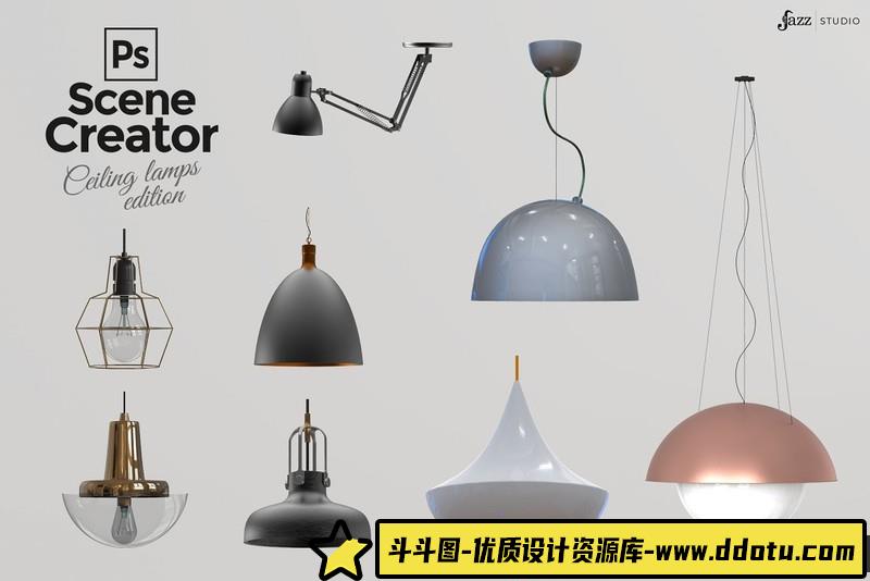 [室内设计]演播室30盏射灯吸顶灯室内设计艺术品场景创建者高质量30PSD模型
