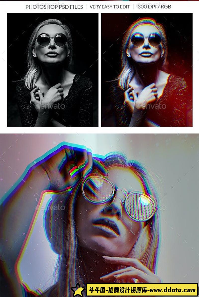 [创意设计]一键3D照片效果智能对象PSD模板-一键替换图片