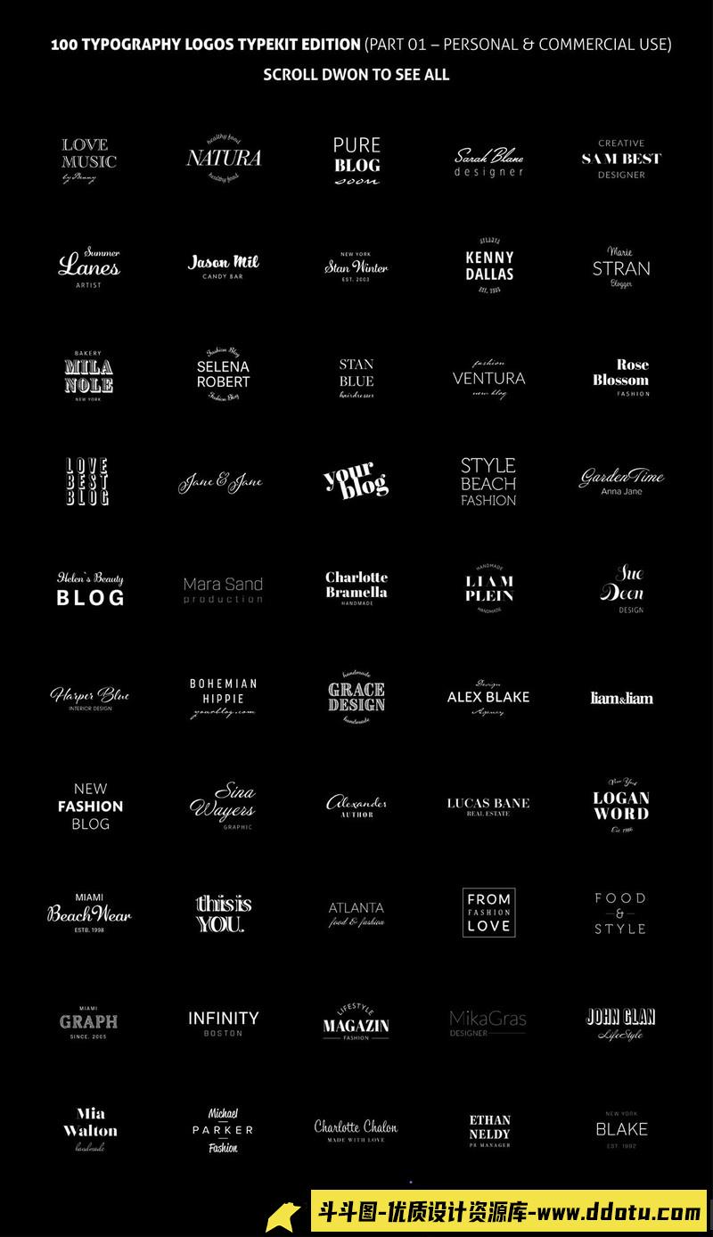 [艺术字体]640个网站,博客,时尚,杂志,沙龙,美容院,摄影预制LOGO标志徽标超级包