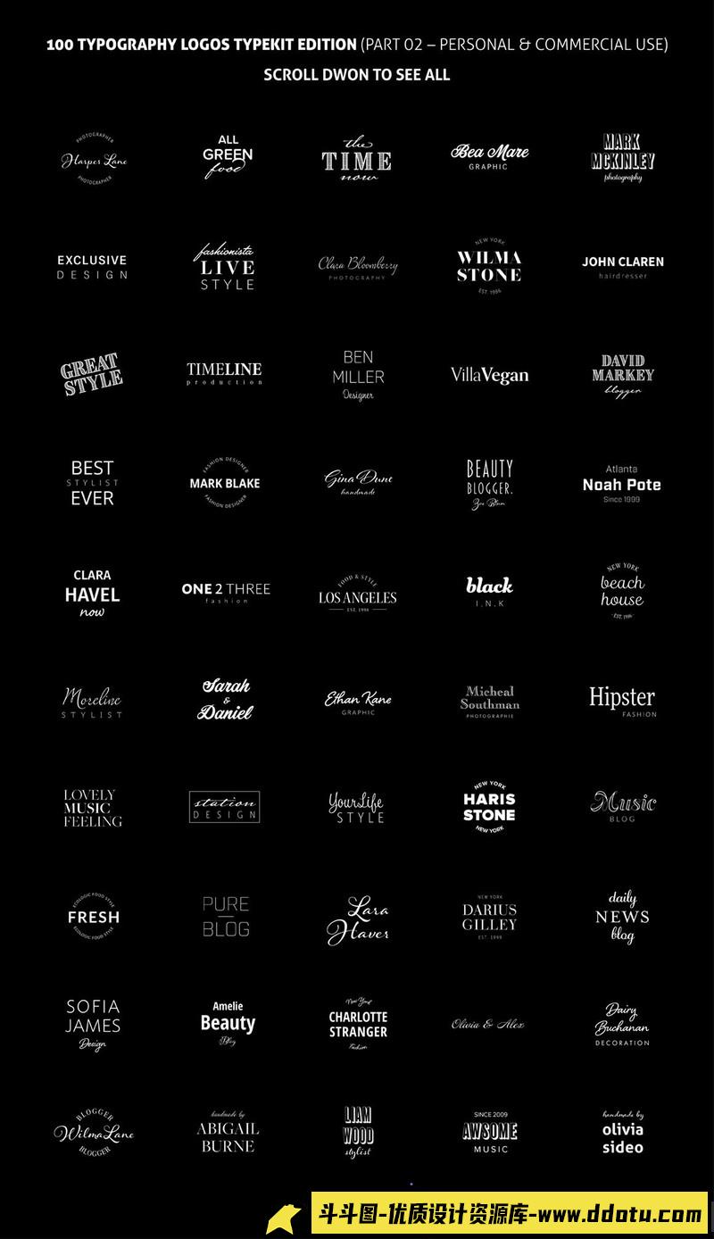 [艺术字体]640个网站,博客,时尚,杂志,沙龙,美容院,摄影预制LOGO标志徽标超级包