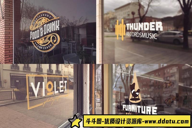 [PS样机模型]玻璃墙LOGO标志徽标PSD样机模型包GlassLogoMockupsBundlex25