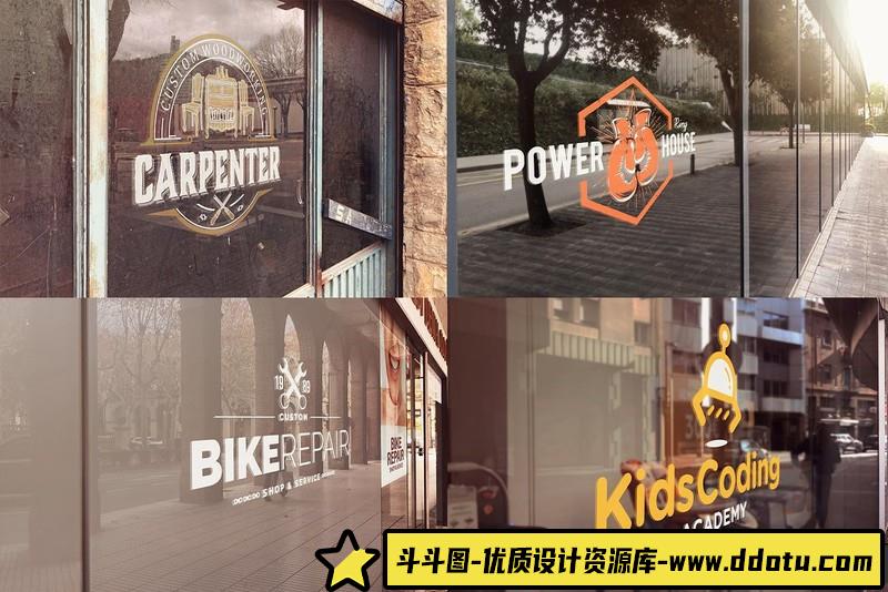 [PS样机模型]玻璃墙LOGO标志徽标PSD样机模型包GlassLogoMockupsBundlex25