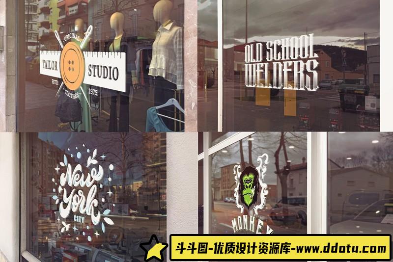 [PS样机模型]玻璃墙LOGO标志徽标PSD样机模型包GlassLogoMockupsBundlex25