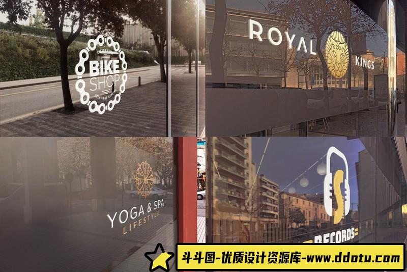 [PS样机模型]玻璃墙LOGO标志徽标PSD样机模型包GlassLogoMockupsBundlex25