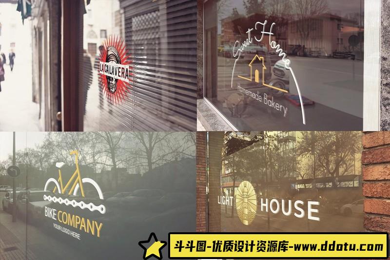 [PS样机模型]玻璃墙LOGO标志徽标PSD样机模型包GlassLogoMockupsBundlex25