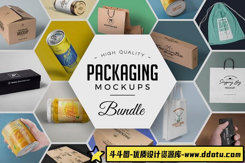 [PS样机模型]40个咖啡杯蛋糕盒冰淇淋杯美食包装PSD样机模型FoodPackagingMockupsBundle-斗斗图