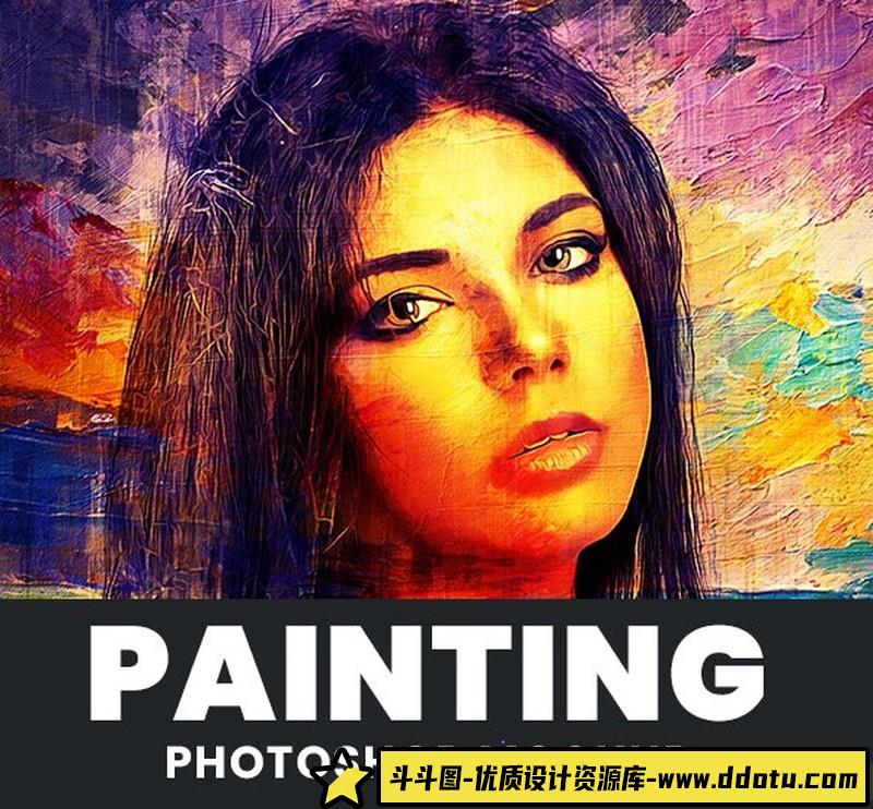 [PS样机模型]Photoshop油画卡通艺术PSD样机模型PaintingPhotoshopMockup-斗斗图