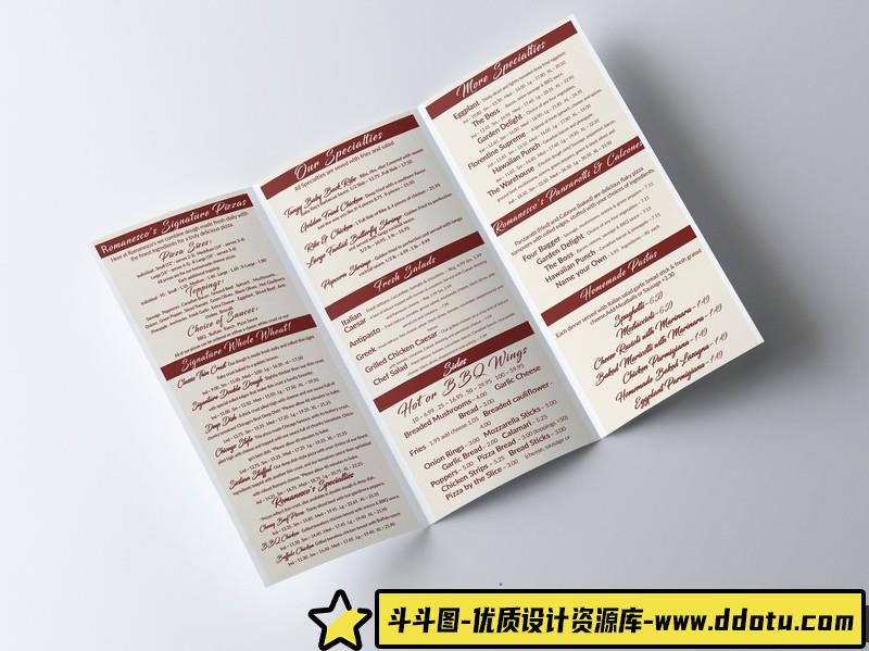 [文化美食]餐厅菜单价目表折页设计PSD模板