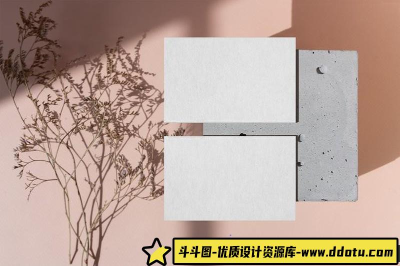 [卡片名片]13款北欧简约创意树叶投影名片展示虚拟贴图PSD分层样机模板