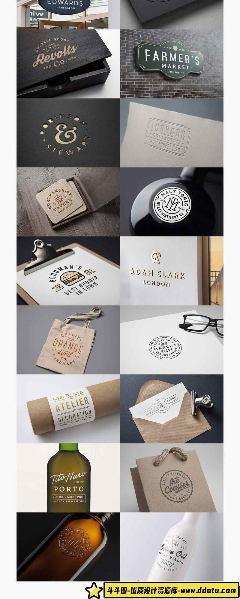 [PS样机模型]50个LOGO标签徽标PSD样机模型智能对象PSD素材包