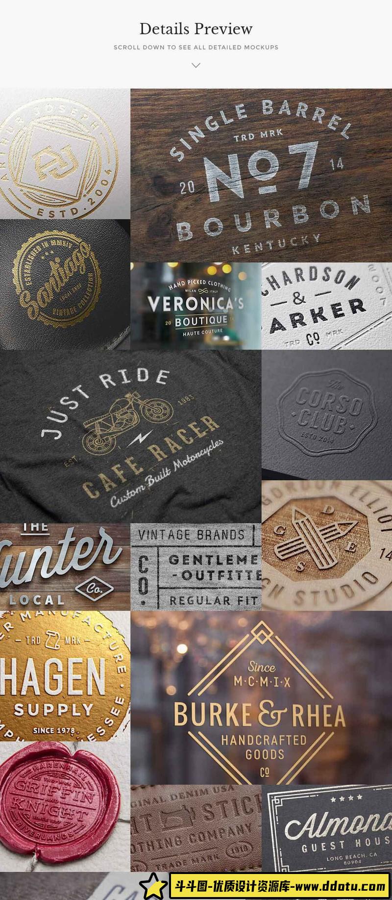 [PS样机模型]50个LOGO标签徽标PSD样机模型智能对象PSD素材包