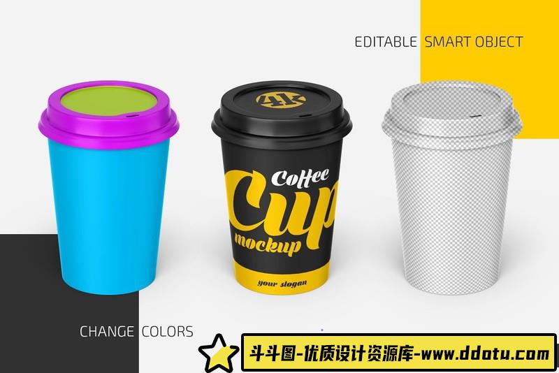 [PS样机模型]纸咖啡杯PSD样机套装,3个智能贴图PS样机模型