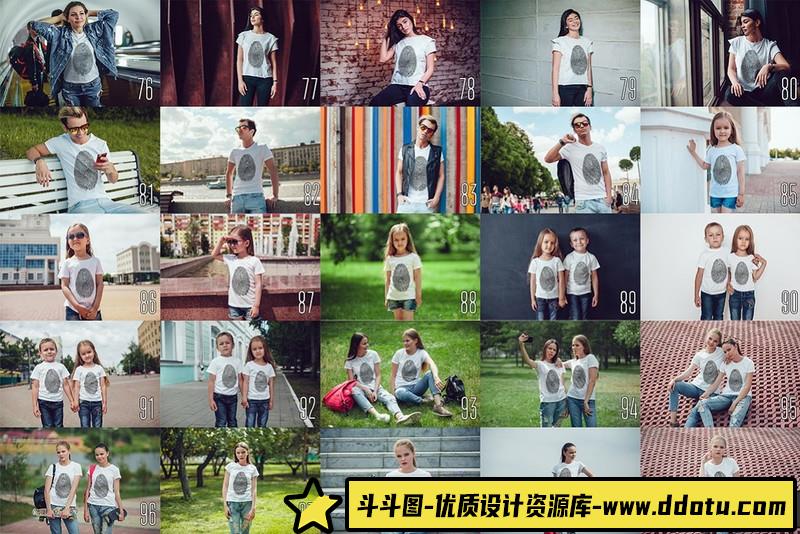 [PS样机模型]100款男性女性T恤PS样机模型套装,PSD智能对象模型一键替换