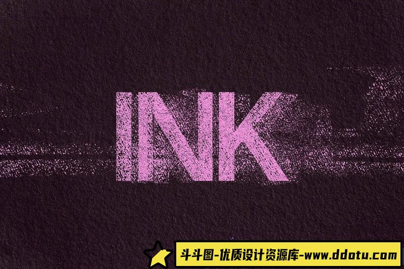 [创意设计]复古墨水变形效果特效智能对象一键替换效果PSD模板