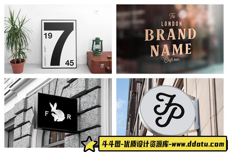 [PS样机模型]12个户外标志标牌广告PSD样机模型