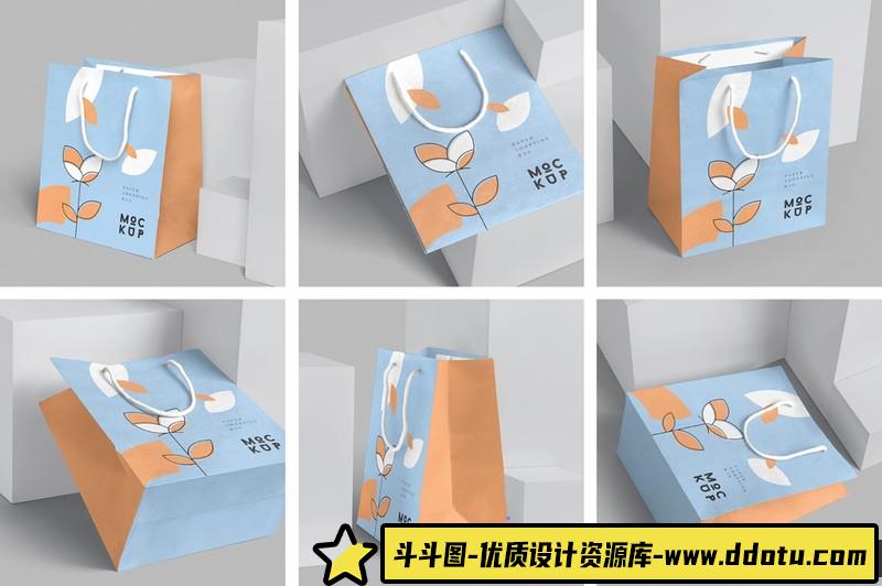 [PS样机模型]矩形纸质手提购物袋PSD样机模型-斗斗图